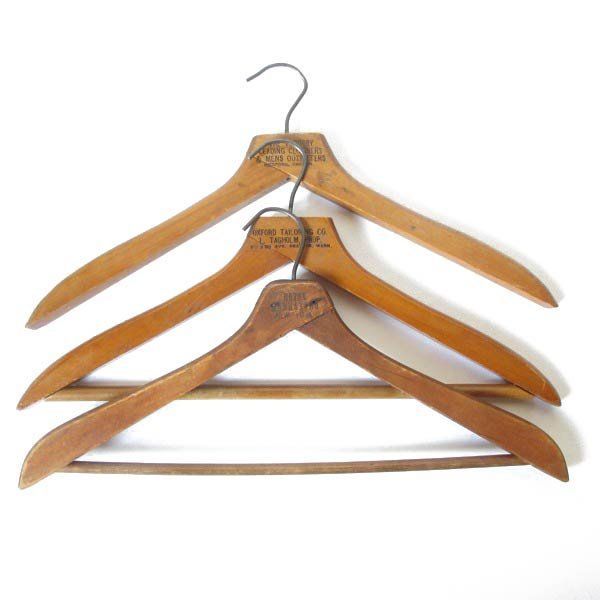 特殊形状 スペシャル ビンテージ ウッド ハンガー 3本セット アパレル