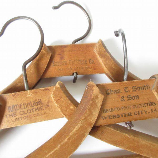 特殊形状 スペシャル アンティーク ウッド ハンガー 3本セット 古着屋 特殊形状 スペシャル アンティーク ウッド ハンガー 3本セット