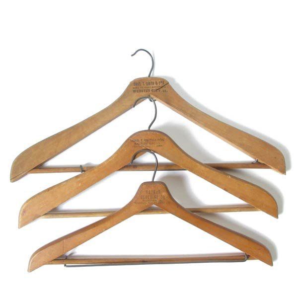 特殊形状 スペシャル ビンテージ ウッド ハンガー 3本セット 木製
