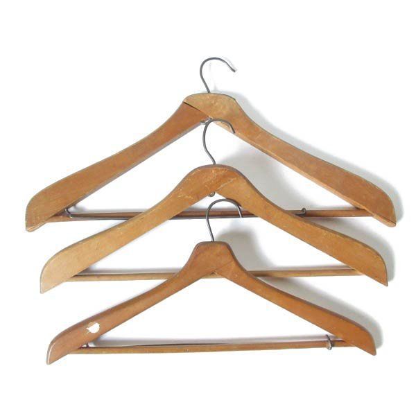 特殊形状 スペシャル ビンテージ ウッド ハンガー 3本セット 木製