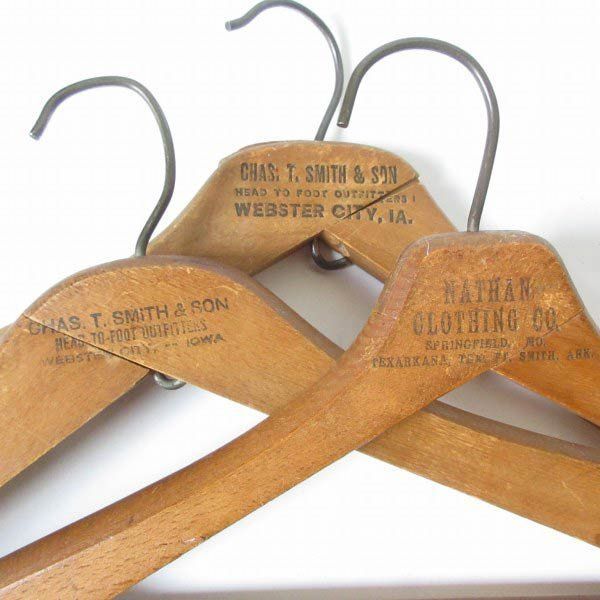 特殊形状 スペシャル ビンテージ ウッド ハンガー 3本セット 木製
