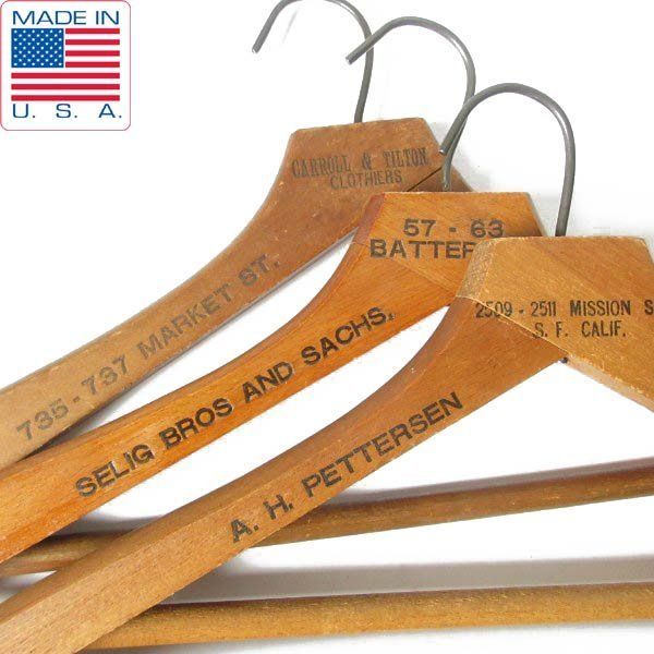 特殊形状 ビンテージ ウッド ハンガー 3本セット アパレル 古着屋 開業 店舗什器 ディスプレイ アンティーク D 149 71 0060 ZT