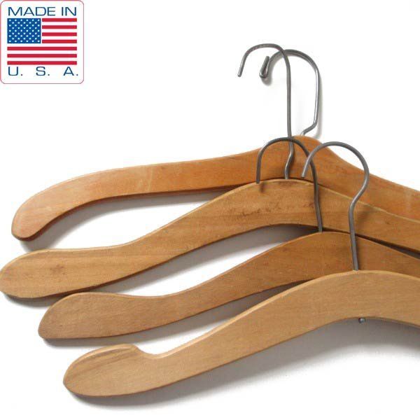 特殊形状 アンティーク ウッド ハンガー 4本セット アパレル 古着屋 開業 店舗什器 ディスプレイ ビンテージ D 149 71 0062 ZT
