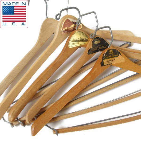 ビンテージ 木製 ウッド ハンガー 5本セット 企業物 ブランド アドバタイジング インテリア 撮影用 アンティーク D 149-71-0064 ZT