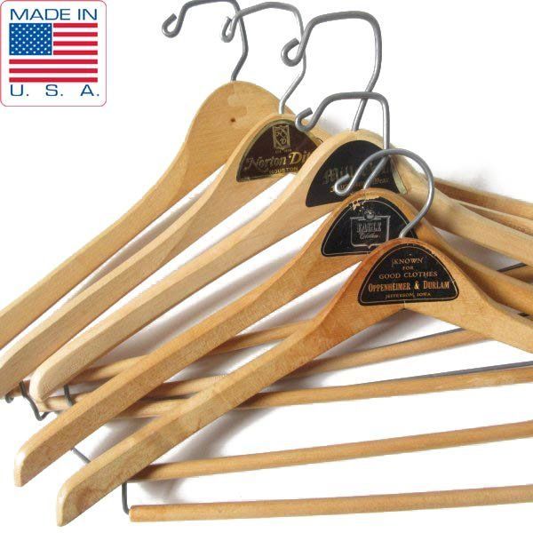 ビンテージ 木製 ウッド ハンガー 5本セット ブランド 企業物 アドバタイジング インテリア 撮影用 アンティーク D 149-71-0065 ZT