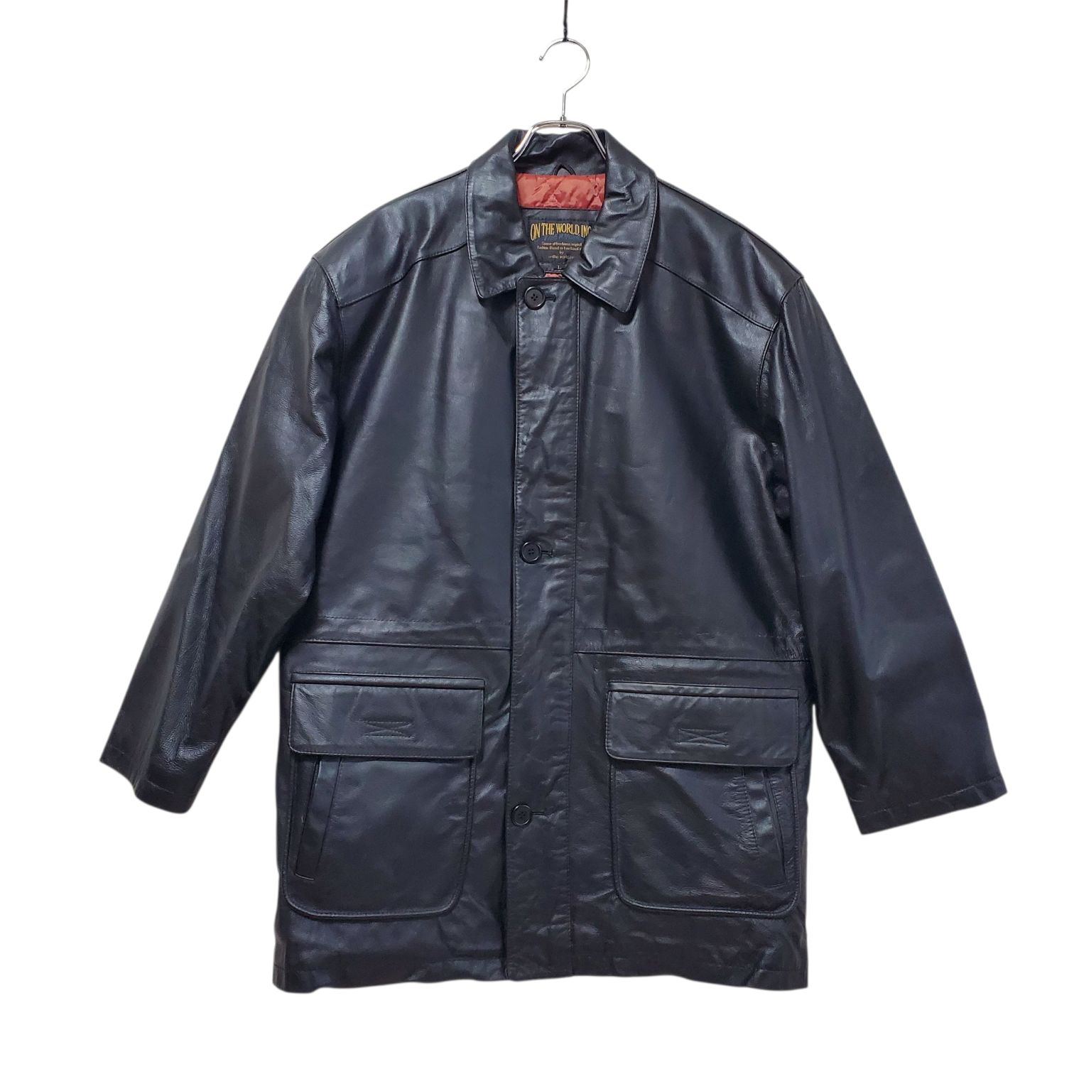 ON THE WORLD INC 牛革 レザージャケット ヴィンテージ L 黒