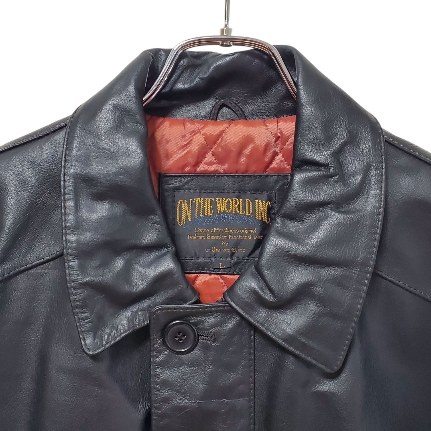 ON THE WORLD INC 牛革 レザージャケット ヴィンテージ L 黒