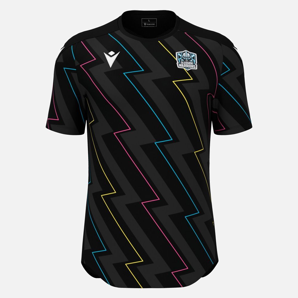 マクロン ラグビー グラスゴー ウォリアーズ 2025 2026 サンダー トレーニング Tシャツ 黒 ブラック 公式モデル 日本未発売