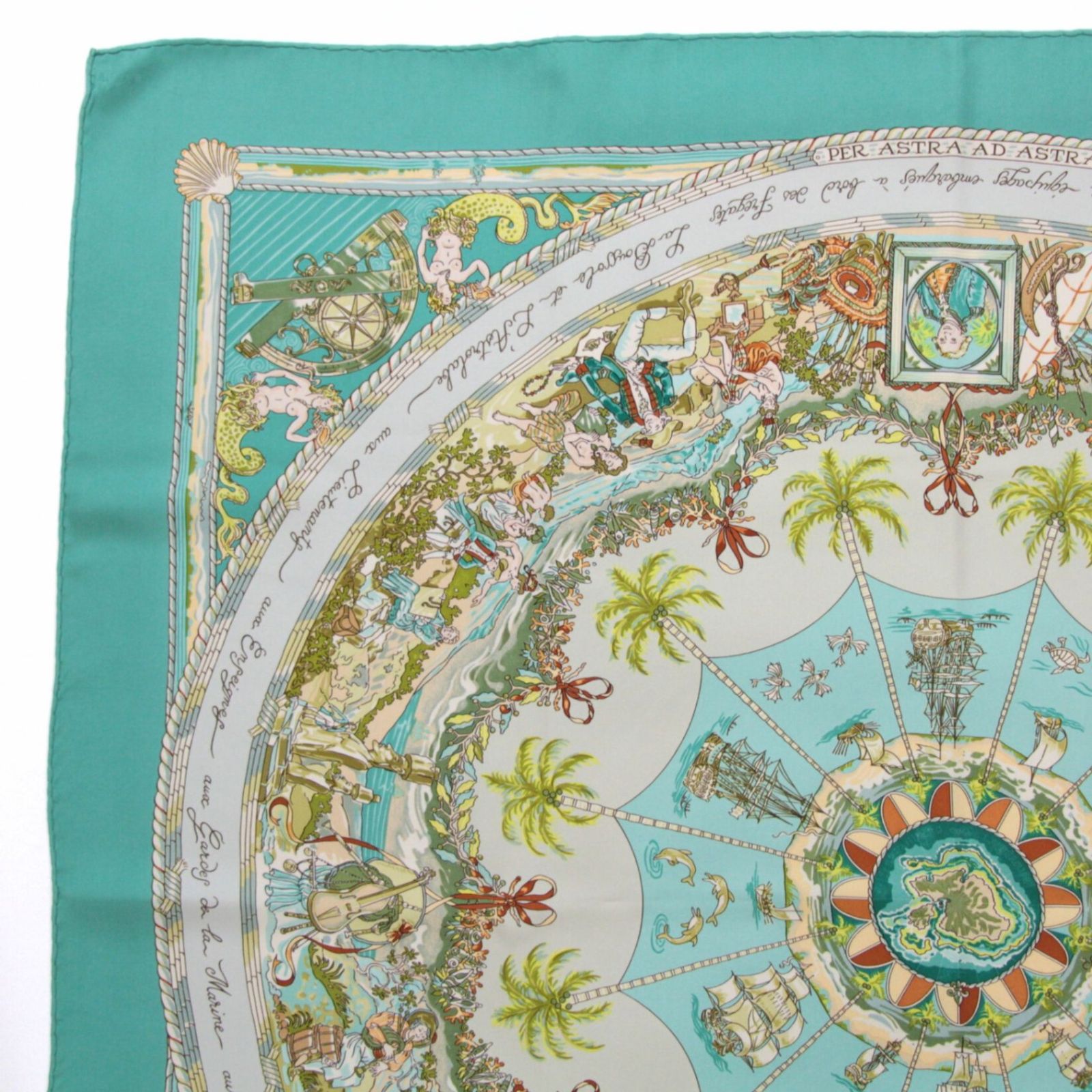 エルメス HERMES カレ90 PER ASTRA AD 困難を通じて天へ 大判スカーフ シルク100％ エメラルドグリーン 72350