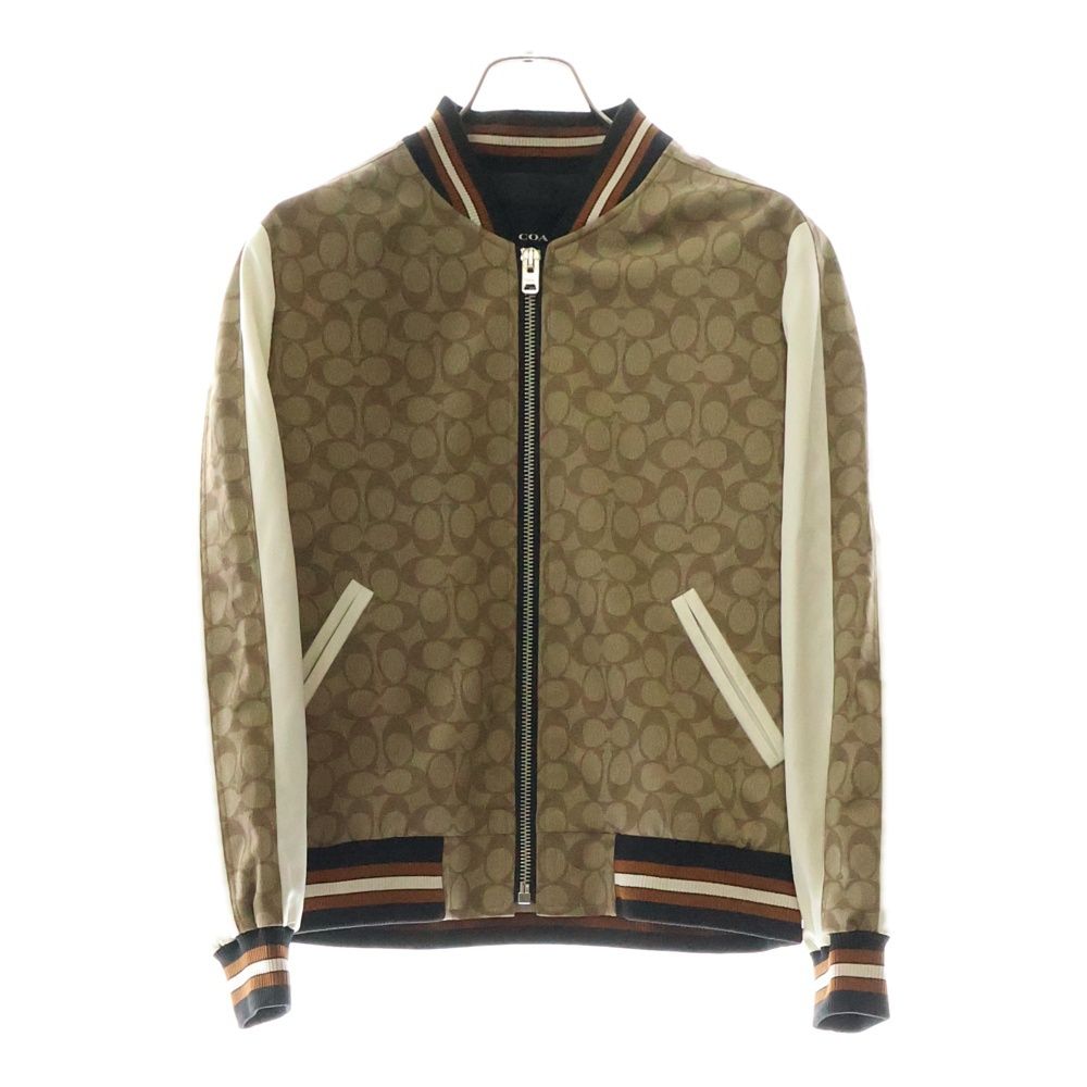 COACH コーチ シグネチャー ポリエステル ブルゾン ホワイト×ブラウン 10011166 COACH (コーチ) シグネチャー ポリエステル ブルゾン ホワイト