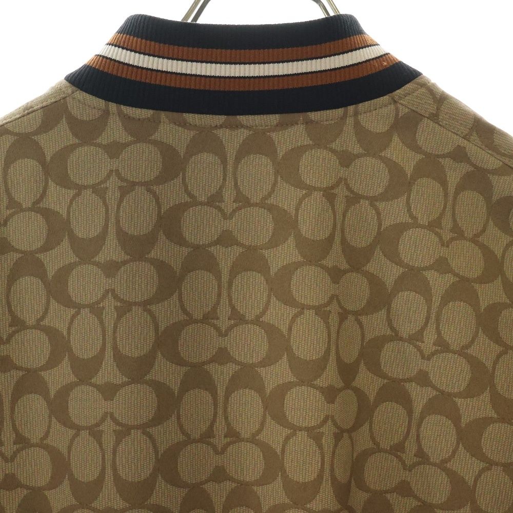 COACH コーチ シグネチャー ポリエステル ブルゾン ホワイト×ブラウン 10011166 COACH (コーチ) シグネチャー ポリエステル ブルゾン ホワイト