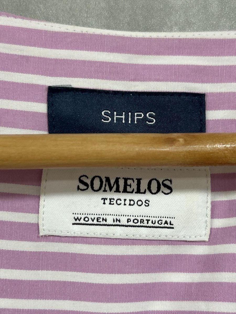 SHIPS シップス ストライプ SOMELOS スキッパー ネル シャツ sizeF ピンク レディース GINKGOPHARMACY_COM