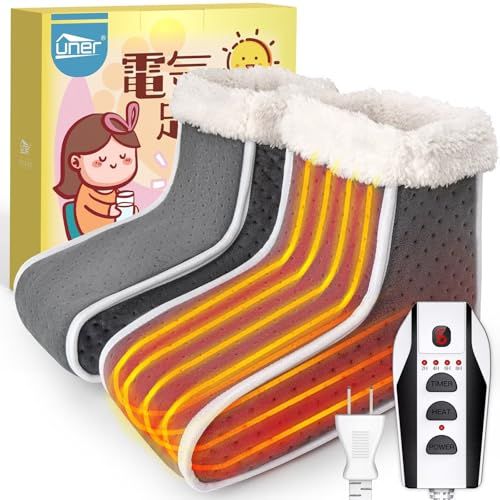 Uner 看護師監修 足温器 電気スリッパ フットウォーマー 足入れタイプ 冷え症対策 電気足温器 6段階温度調節 タイマー機能 分離式 深型 コンセント式 即暖 足元ヒーター デスク下 フットヒーター 加熱スリッパ フットウォー 9d370121