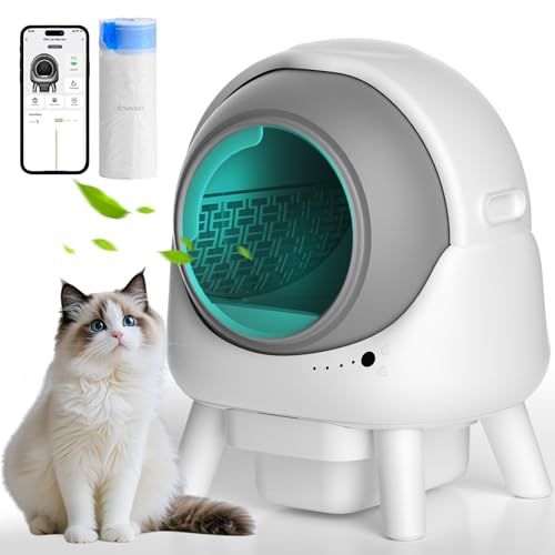 自動猫トイレ 遠隔操作&自動清掃 多頭飼い対応 脱臭設計 臭い漏れ防止 大型猫もOK スマホで遠隔操作 留守番中も安心 大容量 猫用トイレ iOS Android対応 簡単組立 日本語説明書付き 2 年 保 証 付き f2342acd