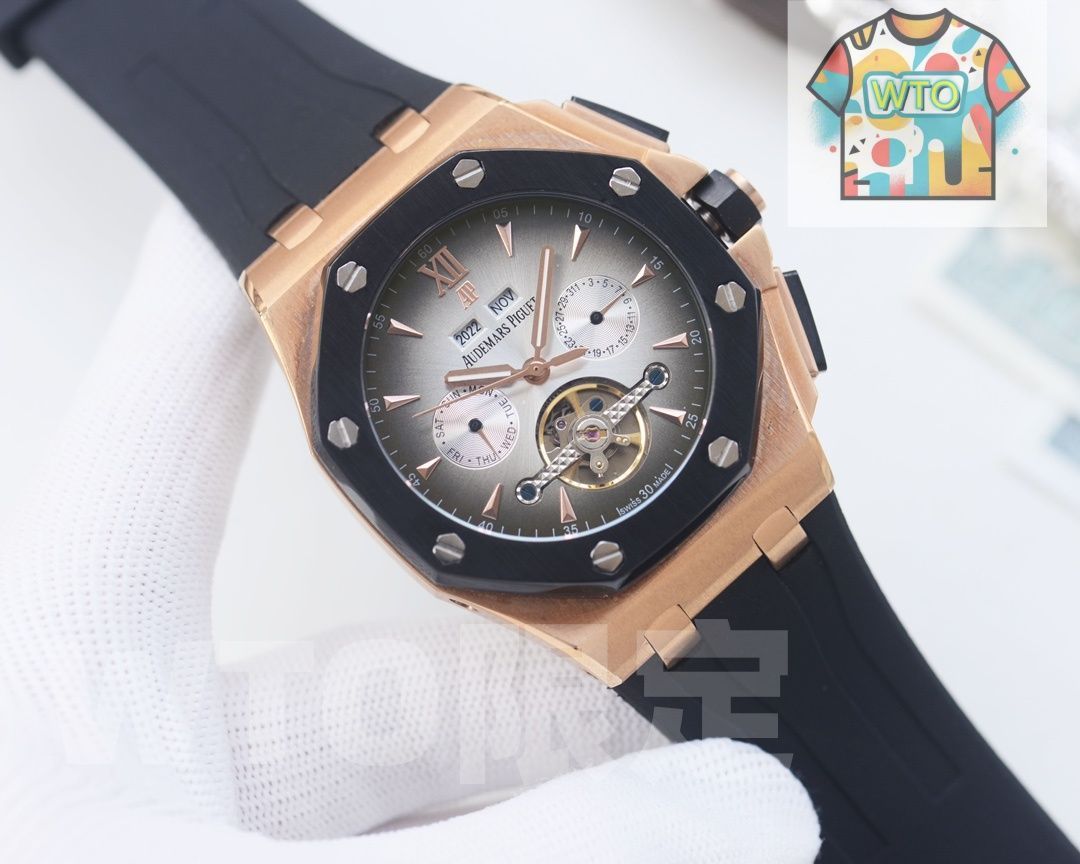  AP オーデマ ピゲ Audemars Piguet メンズ機械式腕時計 45 mm スチールケース＆天然ゴムバンド 自動巻きムーブメント搭載 WTO店名をご ください 自動巻き時計 腕時計(アナログ)