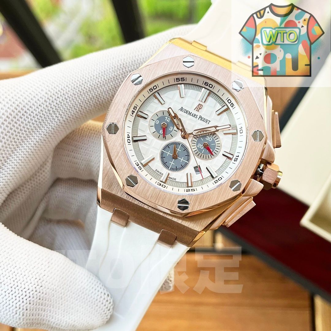  美学 オーデマピゲ メンズ 44mm 自動巻き機械式 レザーベルト 強化ミネラルガラス 在庫 WTO店名をご ください 春コーデ 自動巻き時計 腕時計(アナログ)