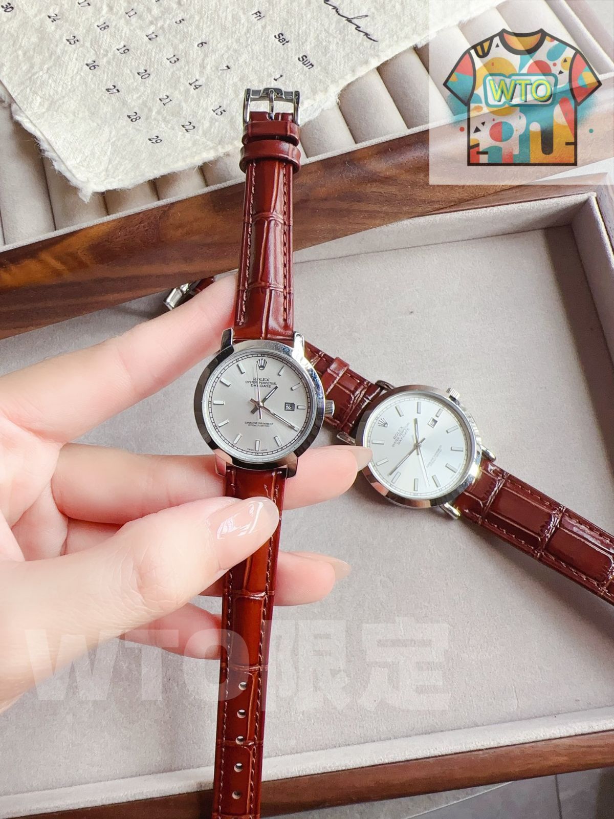 男女ペア用クォーツ時計 サファイアガラス＆ステンレスバンド