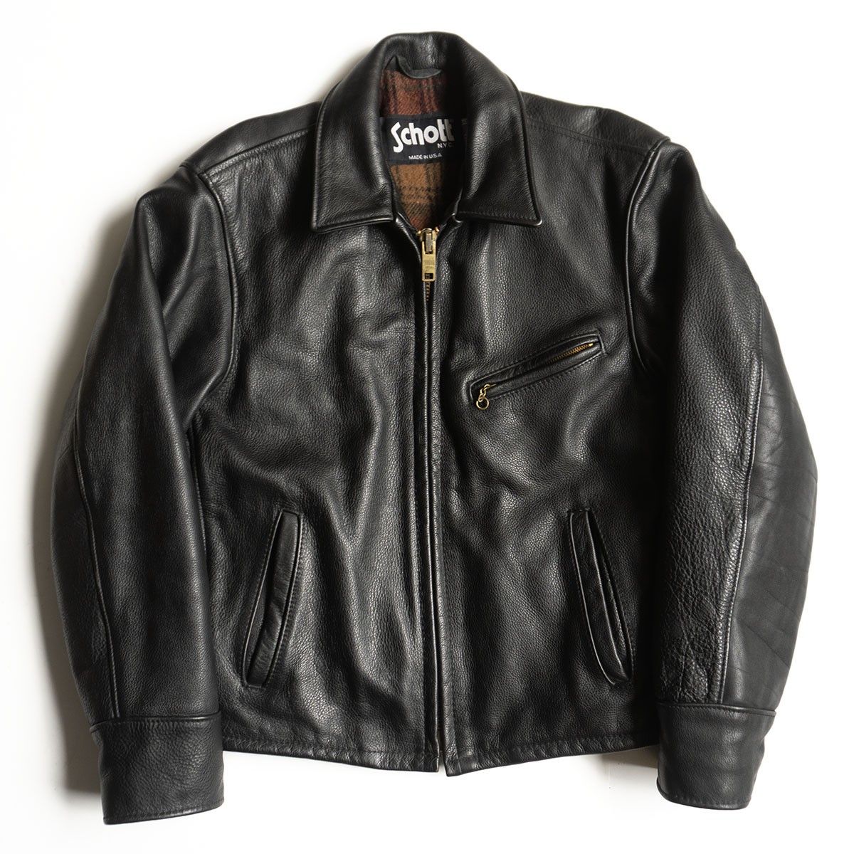 SCHOTT 681 シングルライダースジャケット 38 襟 レザー アメリカ製 ショット 25110400