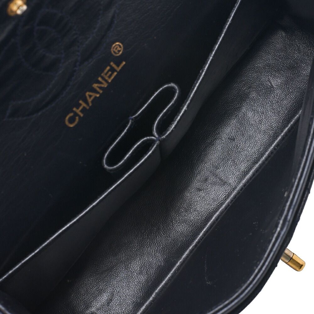  CHANEL シャネル マトラッセ ダブルフラップ 23 cm チェーンショルダー ラムスキン ネイビー ゴールド金具 レディースバッグ ブランド メッセンジャーバッグ ショルダーバッグ