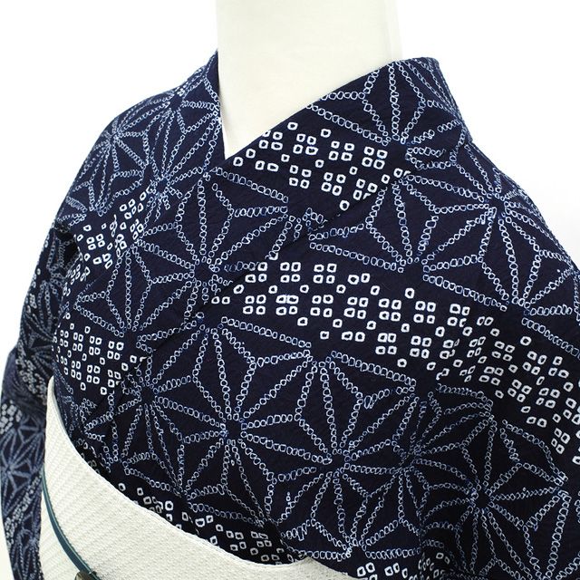 有松鳴海絞り浴衣✨手縫い仕立て・未使用品しつけ付き 有松鳴海絞り浴衣✨手縫い仕立て・未使用品しつけ付き 有松鳴海絞り浴衣