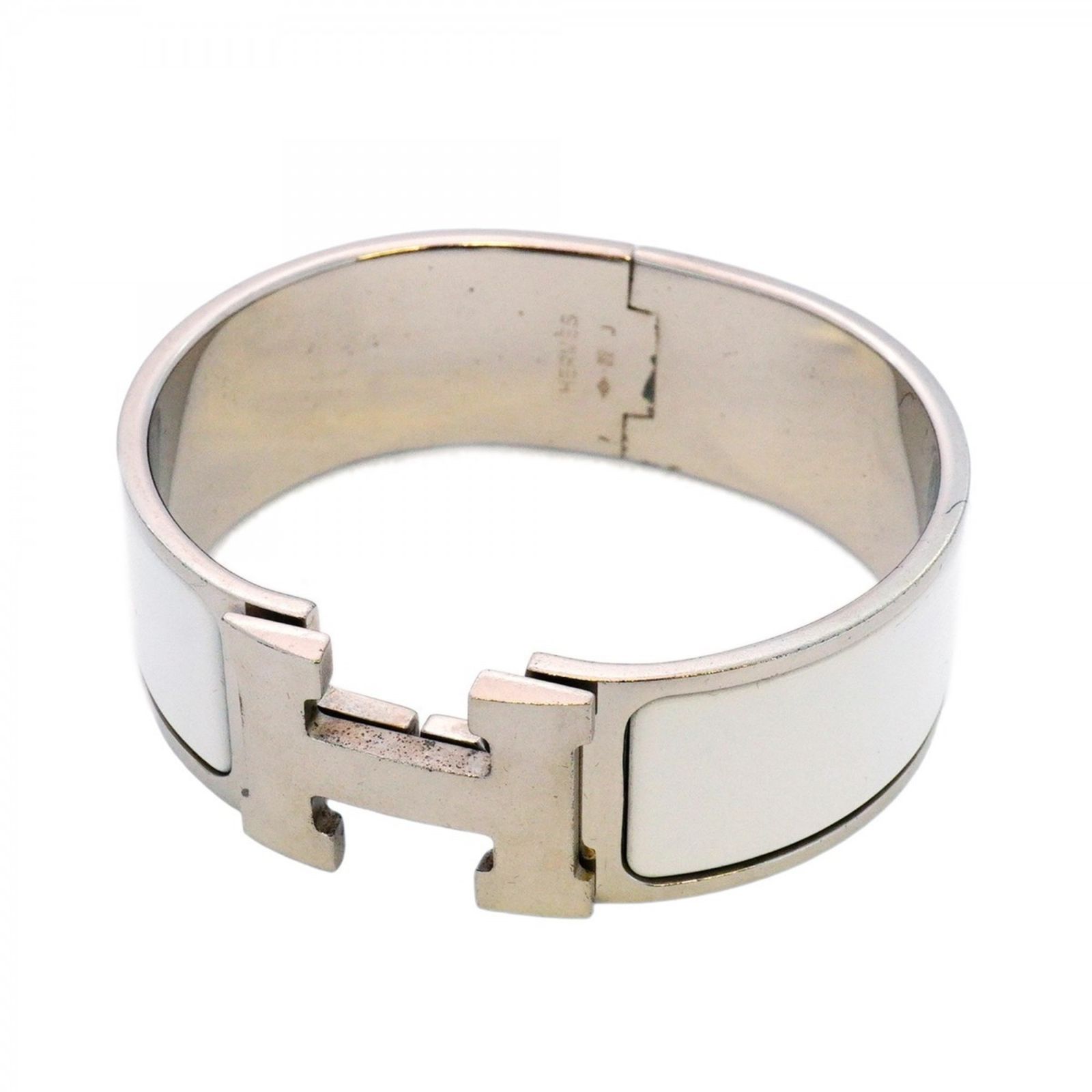 エルメス Hermes エルメス バングル クリッククラックGM メタル シルバー ホワイトレディース P1560542