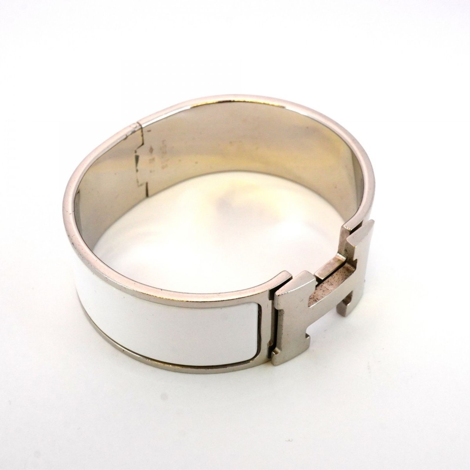 エルメス Hermes バングル クリッククラックGM メタル シルバー ホワイトレディース