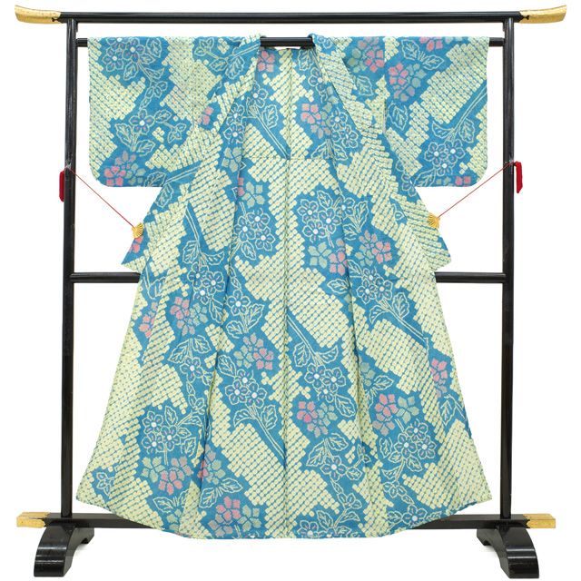 中古】 夏物 本場有松鳴海絞り 浴衣 リサイクル 有松 ゆかた 絞り 木綿