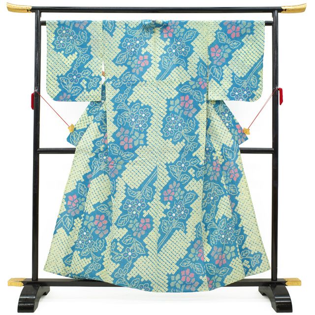 中古】 夏物 本場有松鳴海絞り 浴衣 リサイクル 有松 ゆかた 絞り 木綿