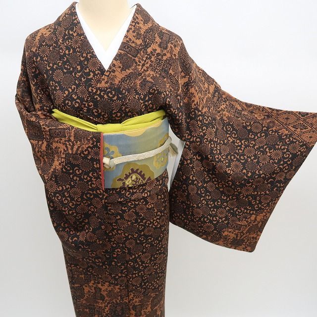 み✾ｍ2203＊正絹 乱菊 アンティーク 手縫い仕立て 訪問着 み✾m2203＊正絹 乱菊 アンティーク 手縫い仕立て 訪問着 み✾m2203＊正絹