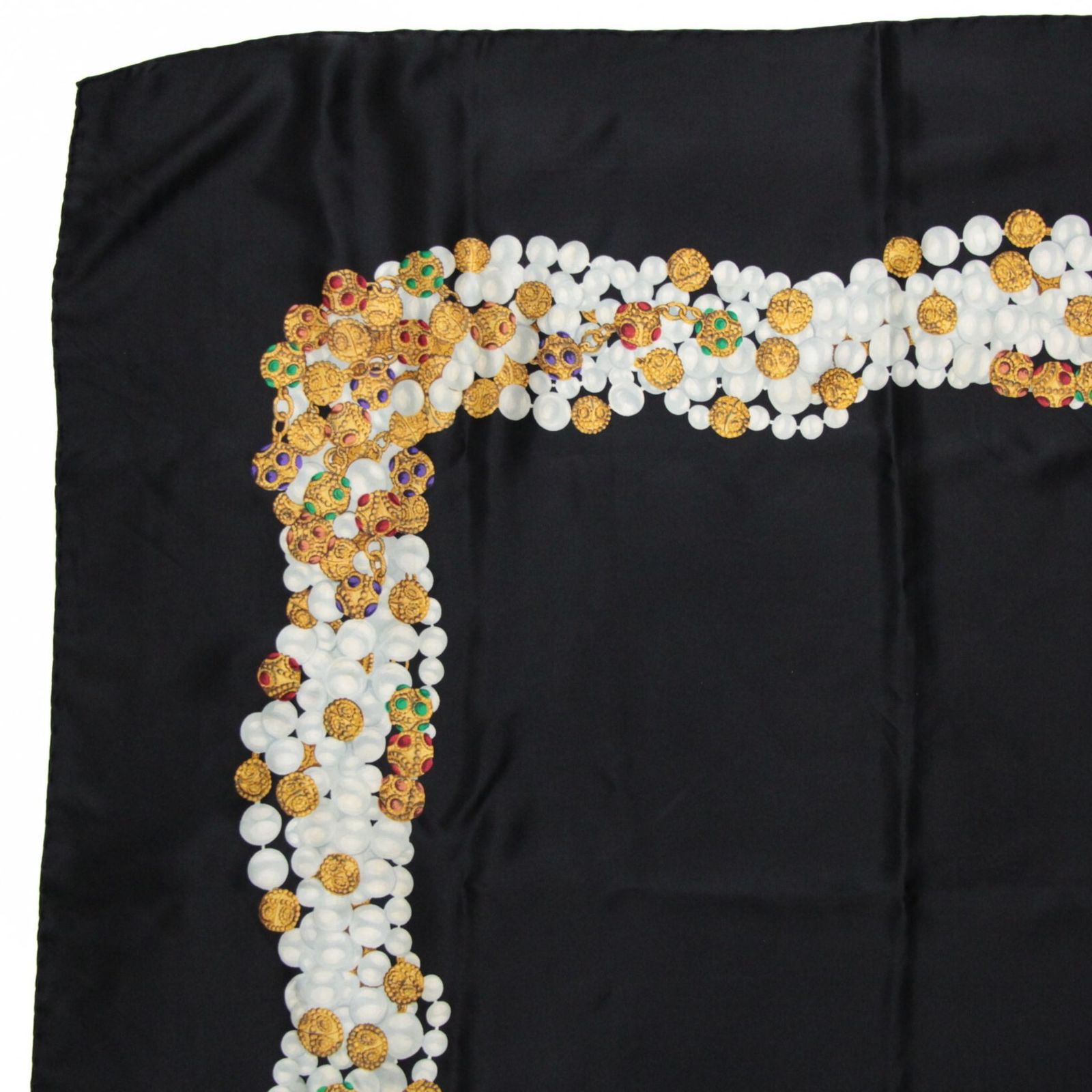 シャネル CHANEL スカーフ ジュエリーデザイン 黒 シルク 72241