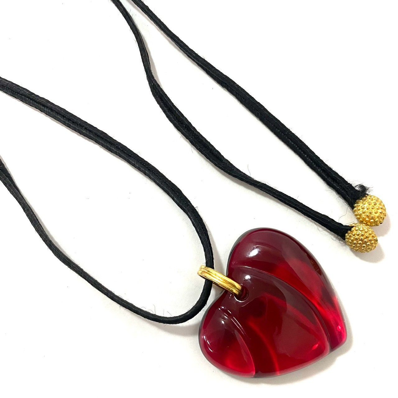 Baccarat】ハート クリスタル ペンダント レッド/赤 ガラス ネックレス