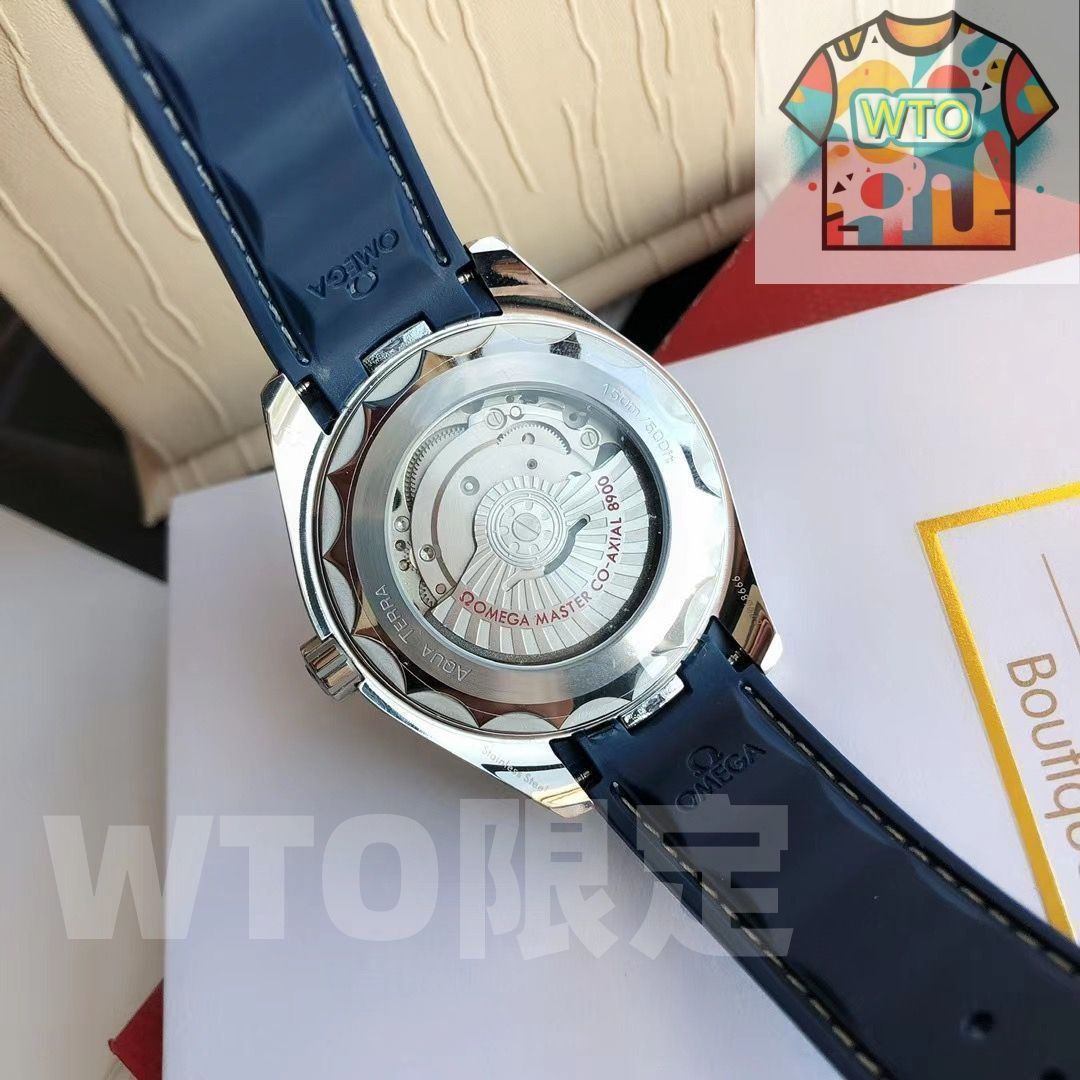  ご 大 です オメガ シーマスター アクアテラ GMT ワールドタイマー マスタークロノメーター ブルー RO 54 自動巻き WTO通販 WTO輸入 JBW27 チェック柄 自動巻き時計 腕時計(アナログ)