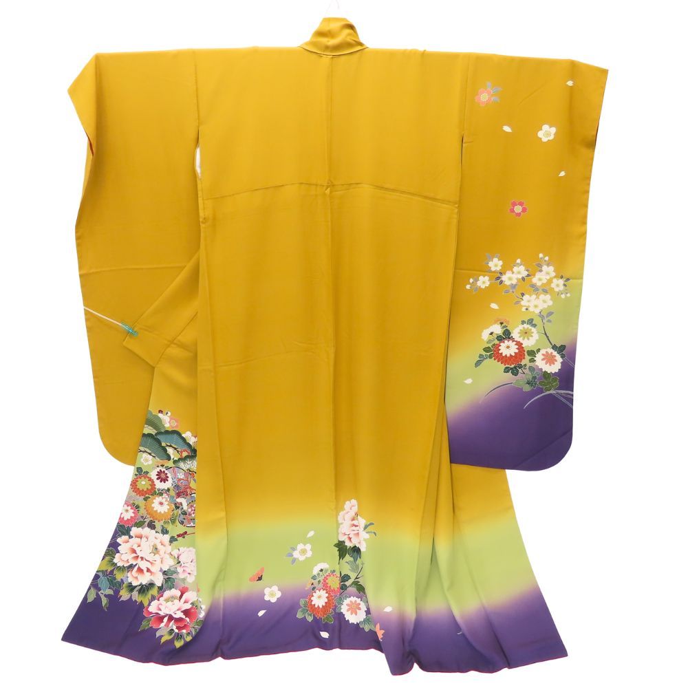 振袖 正絹 マスタード 成人式 シンプル 大きいサイズ 和装 呉服 和服 きもの レディース 女性