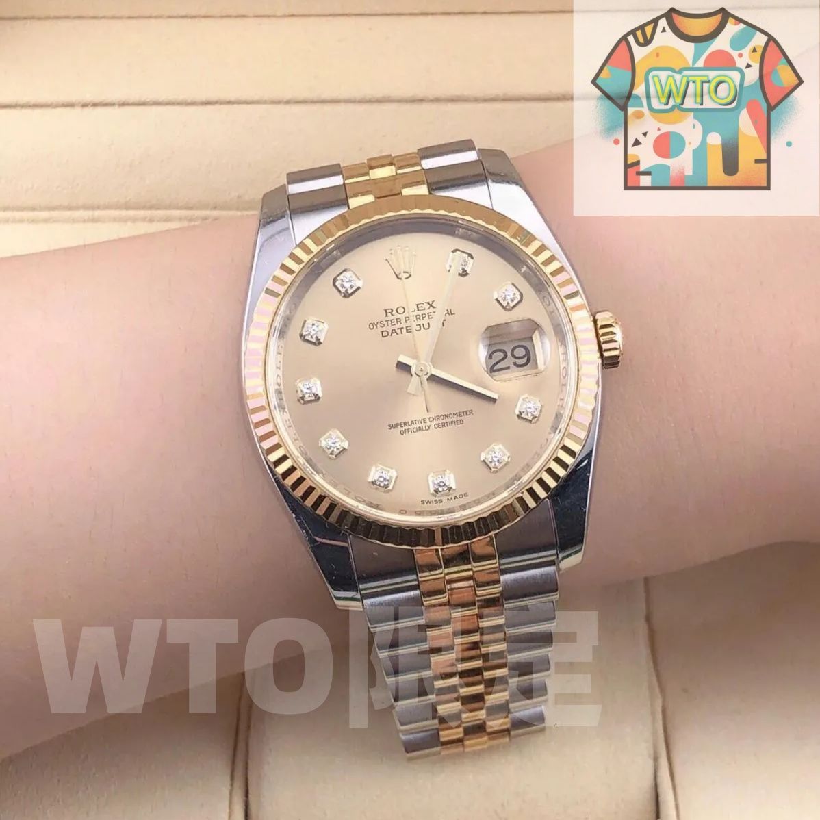  ご 大 です Rolex ロレックス ダイアリー シリーズ ウォッチ 116233 ゴールドの文字盤 自動巻き WTO輸入 KXI 96 自動巻き時計 腕時計(アナログ)