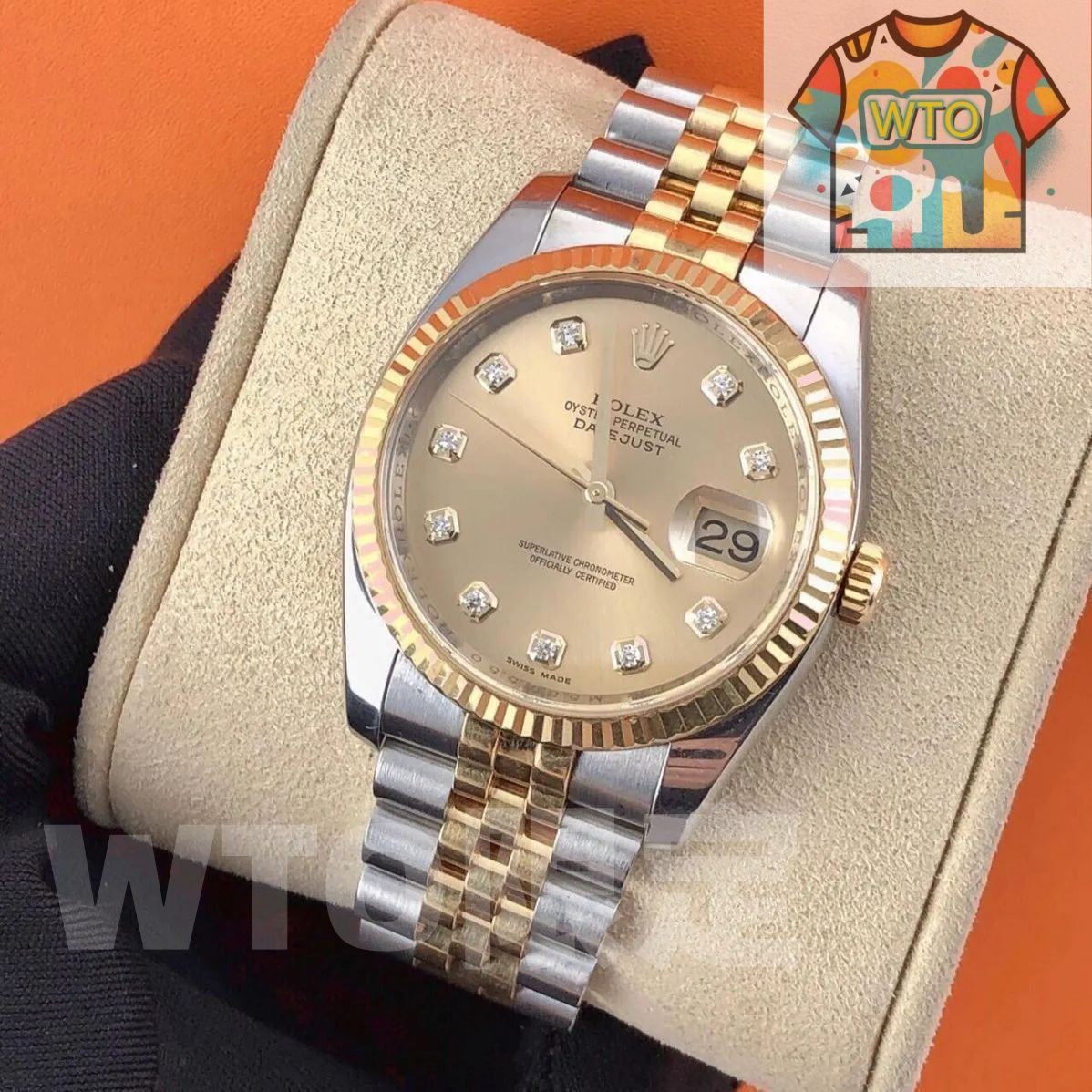 ご 大 です Rolex ロレックス ダイアリー シリーズ ウォッチ 116233 ゴールドの文字盤 自動巻き-WTO輸入-KXI96
