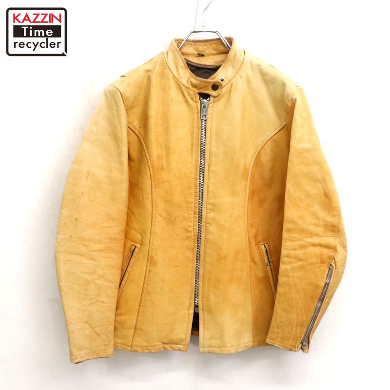 70s カフェレーサー レザー シングルライダースジャケット レディース Mサイズ相当