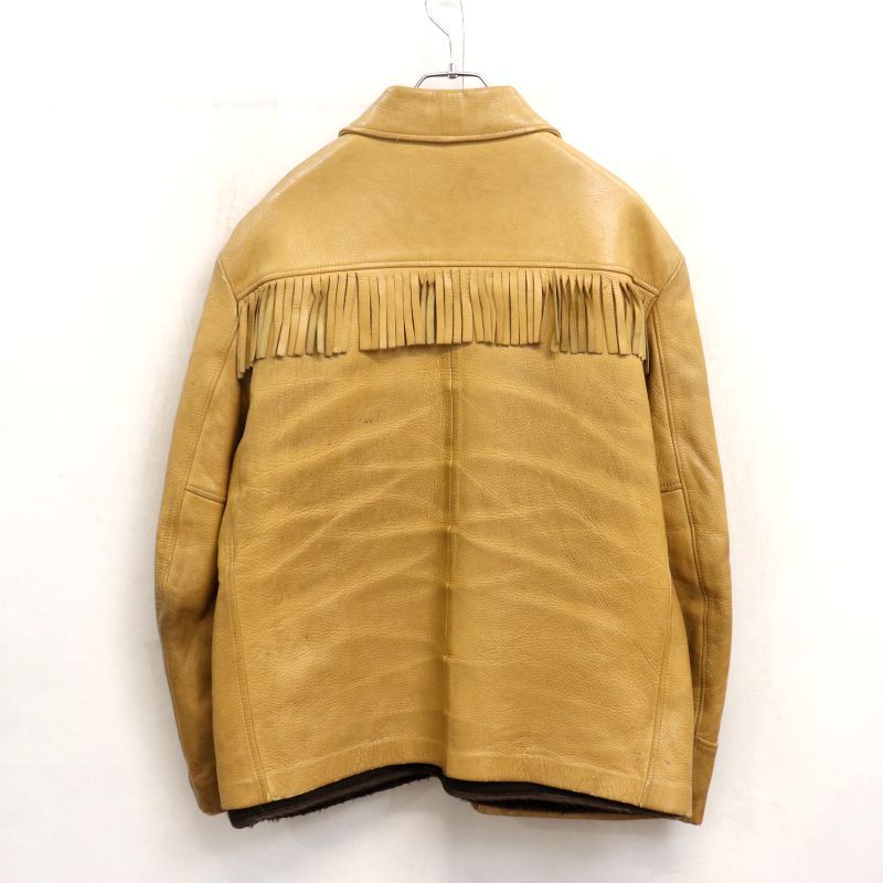 60s 裏地ボア ディアスキン フリンジ レザージャケット メンズ Lサイズ相当