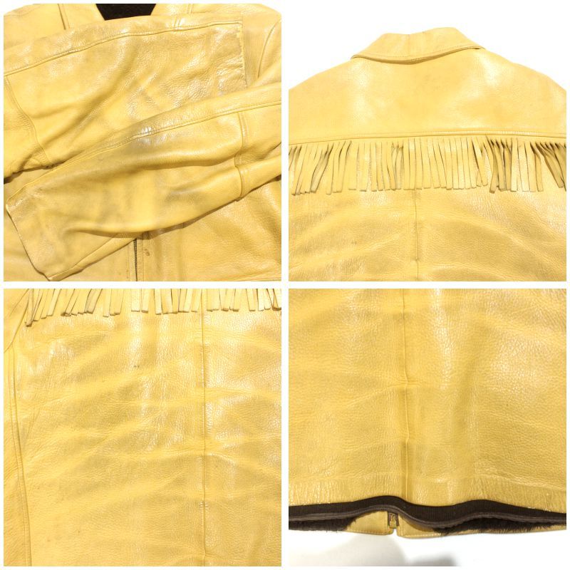 60s vintage 裏地ボア ディアスキン フリンジ レザージャケット メンズ