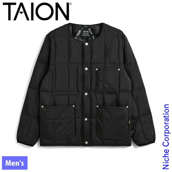 タイオン ワーク クルーネック ダウンジャケット TAION-104BWK BLK ブラック L