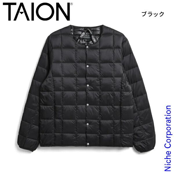 タイオン ベーシック クルーネックボタン インナーダウンジャケット TAION-104 BLK ブラック 2XL