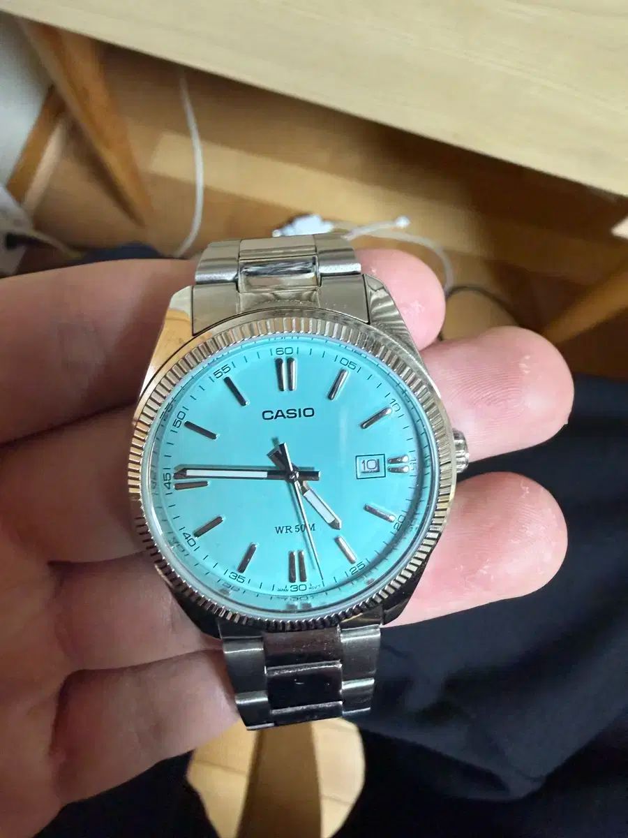 カシオ 時計 ミント色 メタル バンド