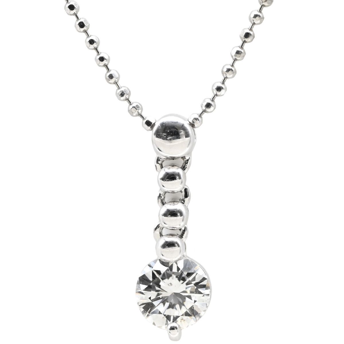 ネックレス ダイヤ ペンダント Pt850 ダイヤモンド プラチナシルバー プラチナム 1P 1石 1粒 ドロップ ライン バートップ