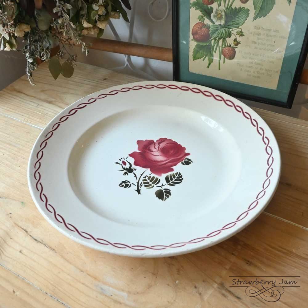 L3710-230-11 フランスアンティーク ディゴワン サルグミンヌ お皿 食器 バラ プレート バドンヴィレー フランス