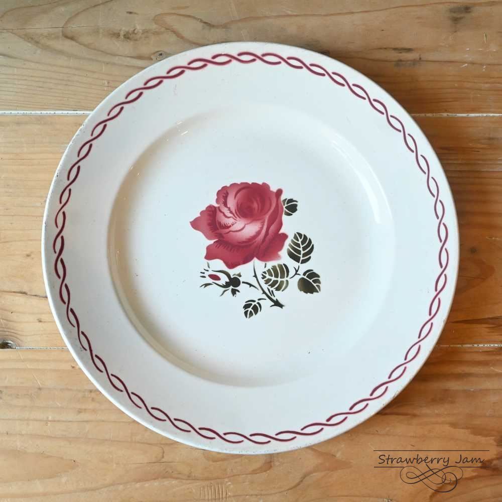 L3710-230-11 フランスアンティーク ディゴワン サルグミンヌ お皿 食器 バラ プレート バドンヴィレー フランス