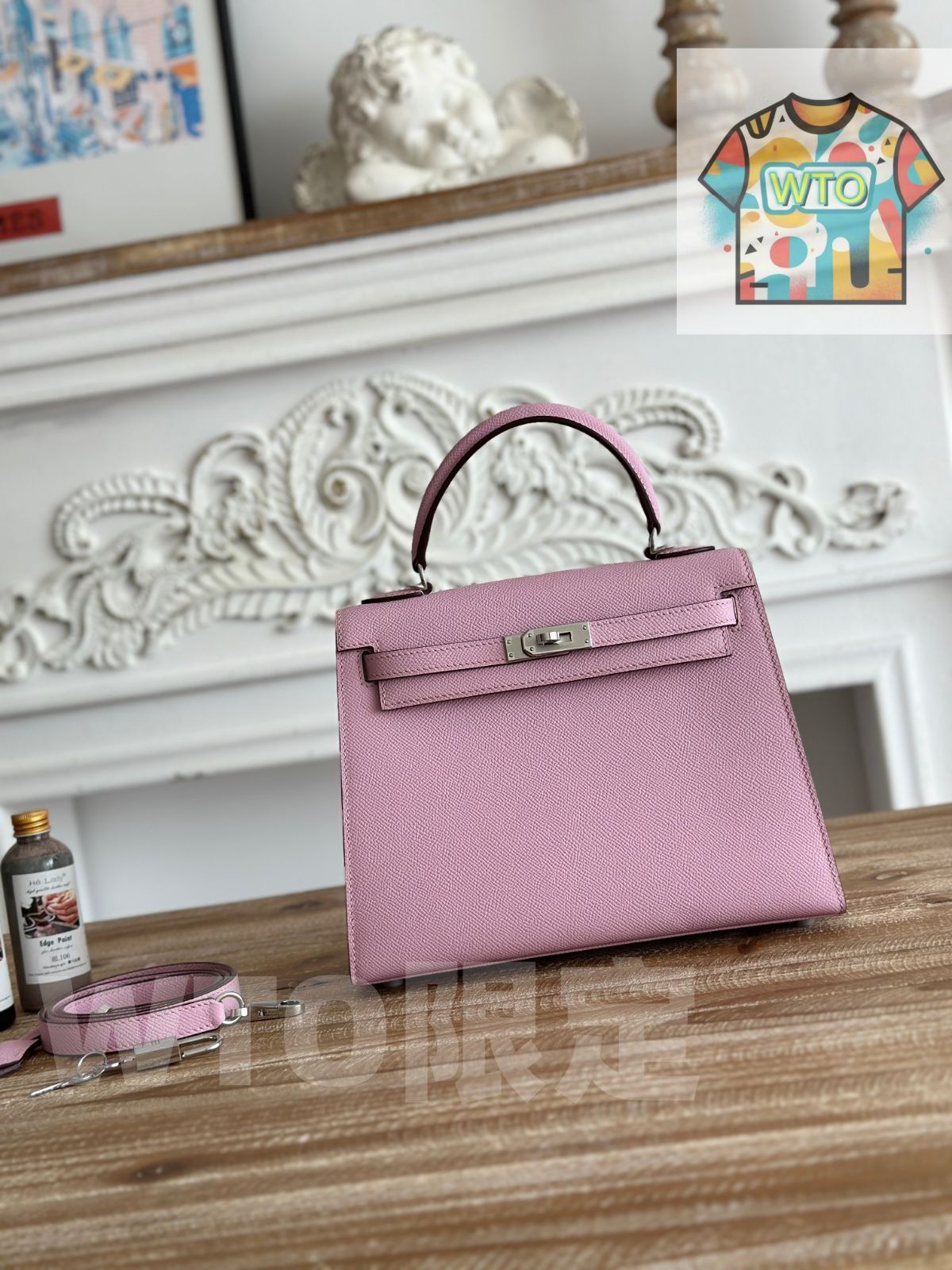 エルメス シルバー サンフラワー パープル シルバーバックル レディース ハンドバッグ| |