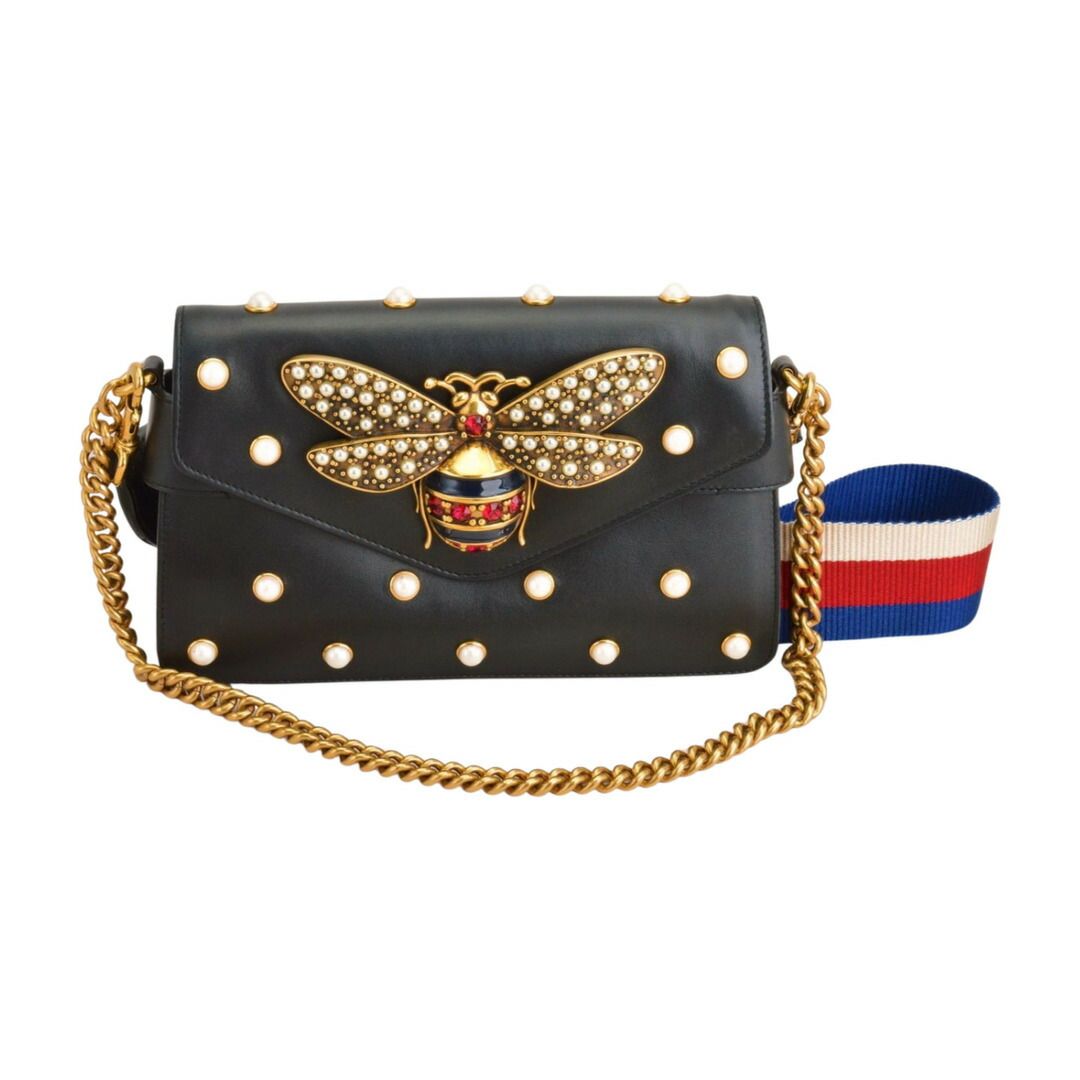 グッチ GUCCI ショルダーバッグ ブラック ブロードウェイ メタルビー ブラック レザー 金属素材 453778 MM レディース F-YA1156