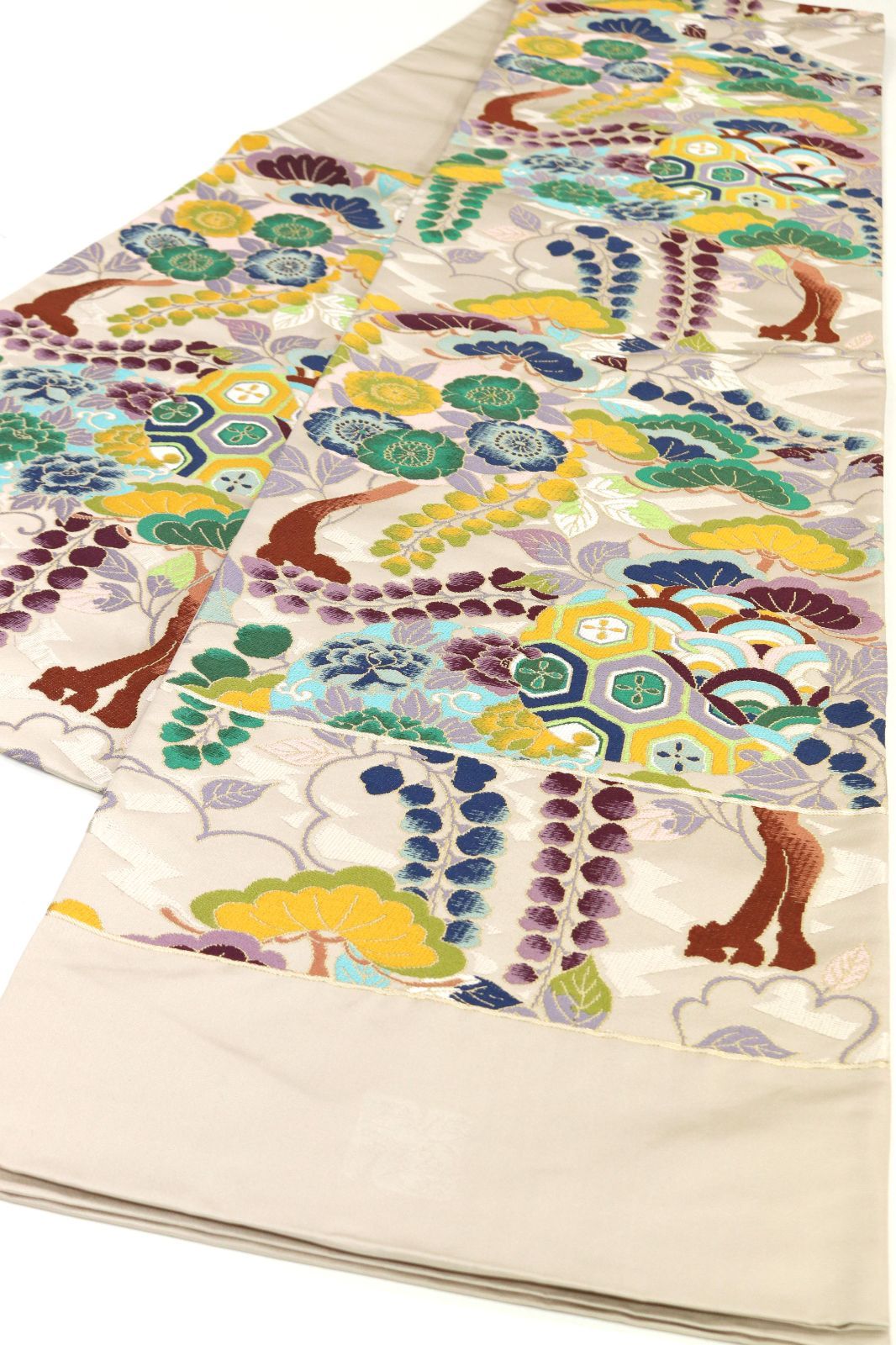 ofa 2717 西陣 白綾苑大庭 袋帯 瑞祥雪輪文 お仕立て付き ２～３週間で発送