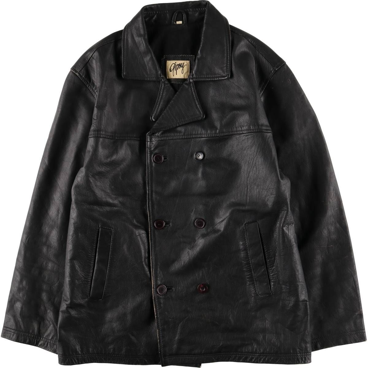 古着 gipsy ダブルブレスト レザーカーコート メンズL相当/eaa566342