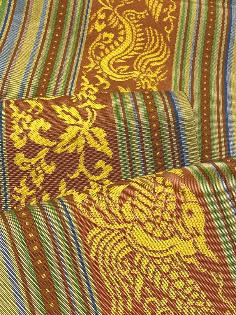 桝屋高尾 落款入 名物手 渡来相良間道 袋帯 鳳凰 龍 正絹 六通 D132