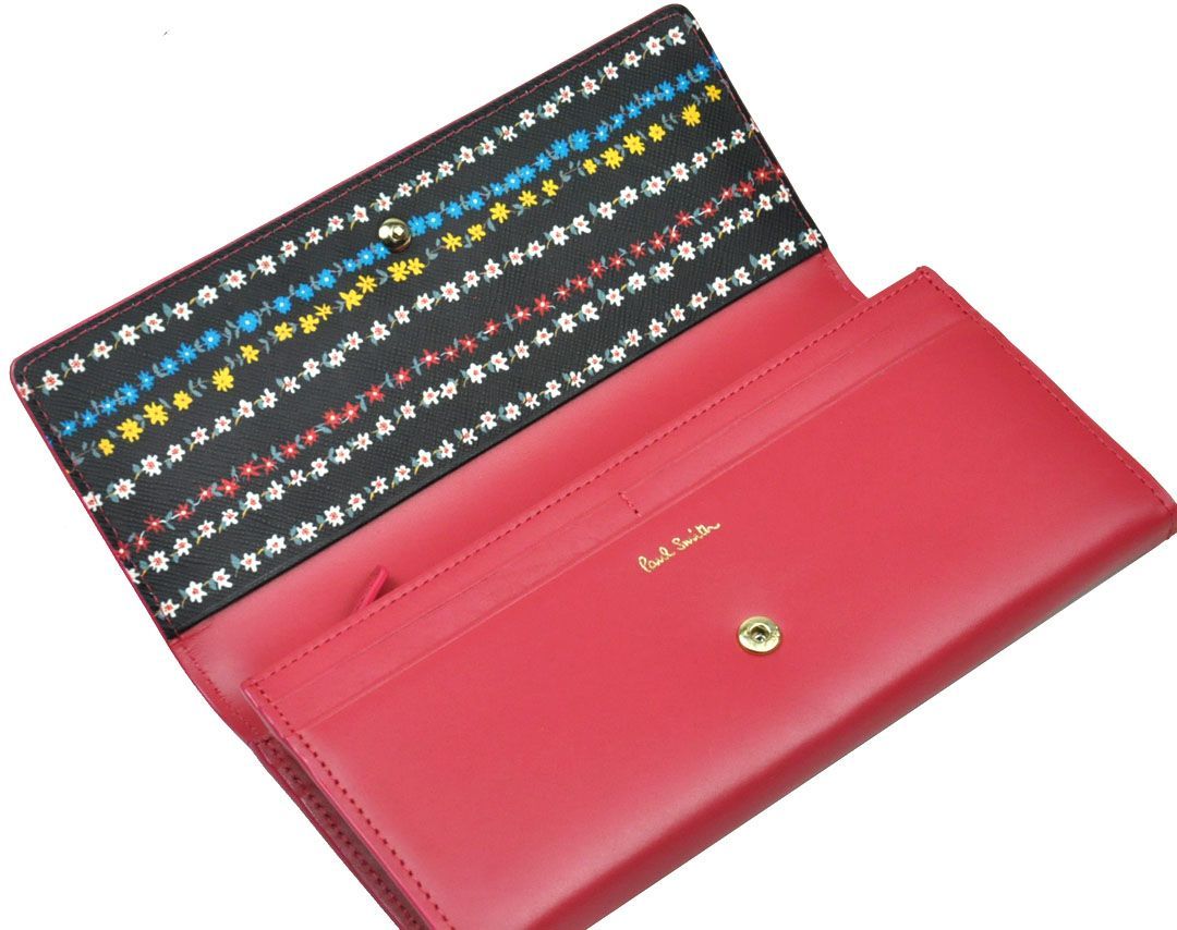 ポールスミス 長財布 レディース ポール スミス 小銭入れ付き paulsmith フローラルSイン牛革 婦人サイフ